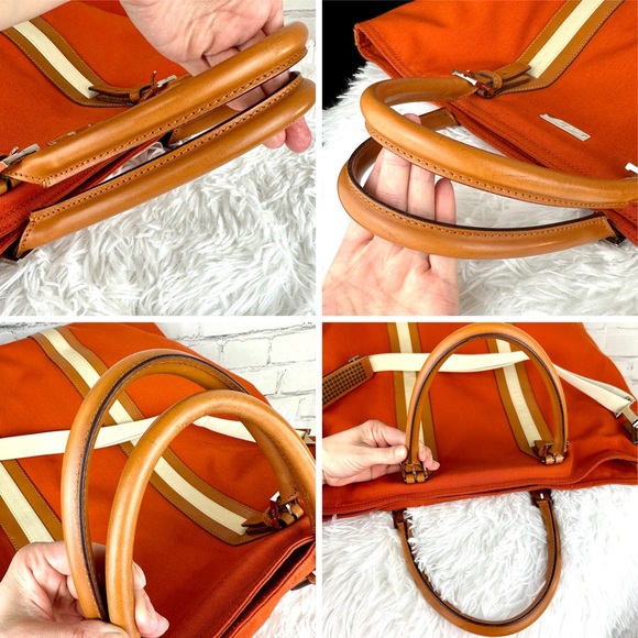 GUCCI Orange cloth canvas overnight duffel weekender crossbody bag with β¦ - Picture 8 of 16